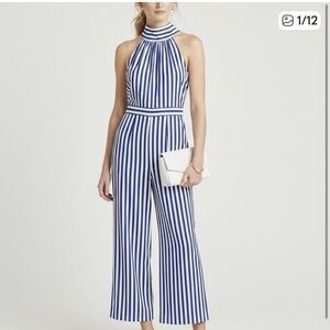 J. Crew Navy and White Striped Halter Jumpsuit size 2